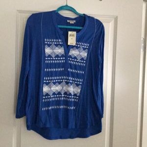 Lucky Brand embroidered top NWT